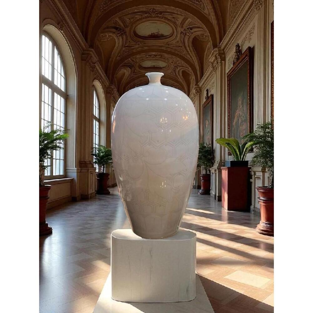 Exquisite Signed Meiping Style Hidetani Japanese Large Celedon Vase